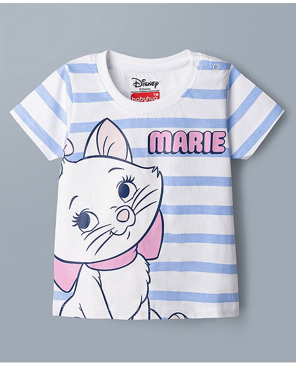 Babyhug Disney Single Jersey Knit Half Sleeves Tshirts With Mickey & Marie Graphic Pack of 2  - White