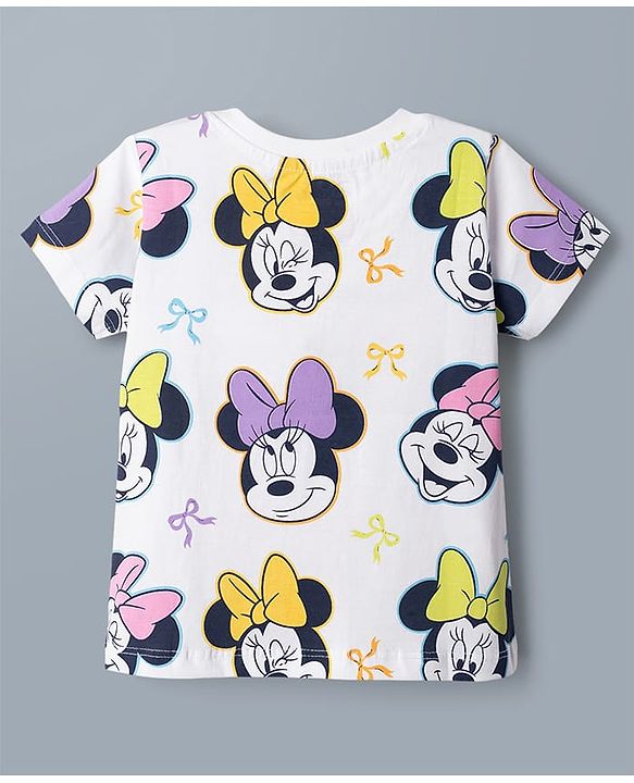 Babyhug Disney Single Jersey Knit Half Sleeves Tshirts With Mickey & Marie Graphic Pack of 2  - White