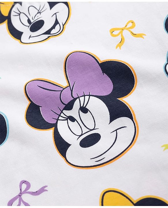 Babyhug Disney Single Jersey Knit Half Sleeves Tshirts With Mickey & Marie Graphic Pack of 2  - White