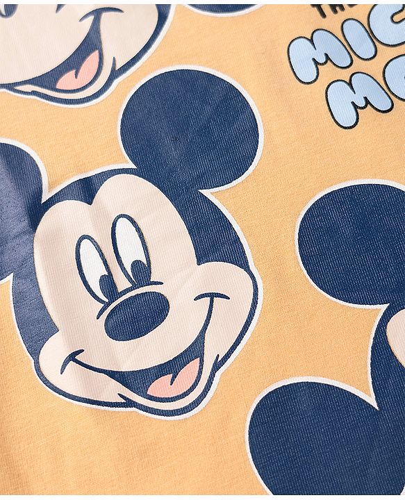 Babyhug Disney Single Jersey Knit Half Sleeves T-Shirts with Mickey Mouse Print Pack of 2 - Blue & White
