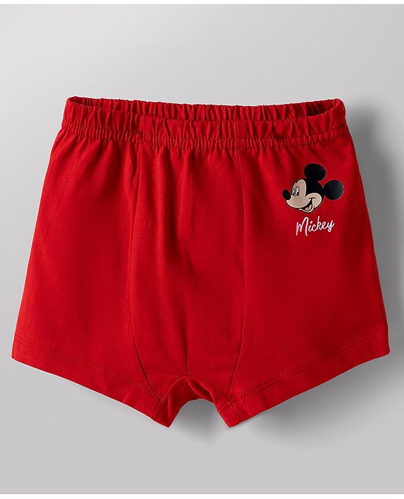Babyhug Disney Single Jersey Knit Briefs With Mickey Mouse Graphic Pack of 2 - White & Red