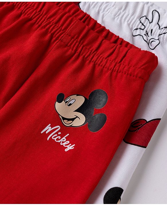 Babyhug Disney Single Jersey Knit Briefs With Mickey Mouse Graphic Pack of 2 - White & Red