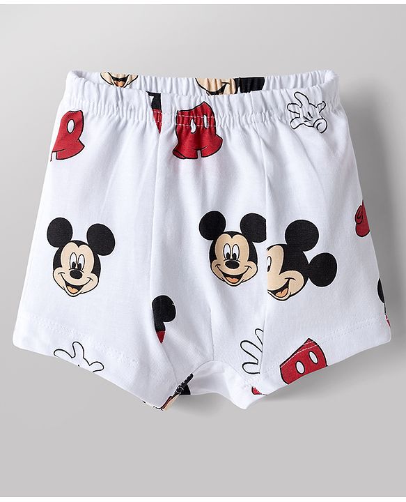 Babyhug Disney Single Jersey Knit Briefs With Mickey Mouse Graphic Pack of 2 - White & Red