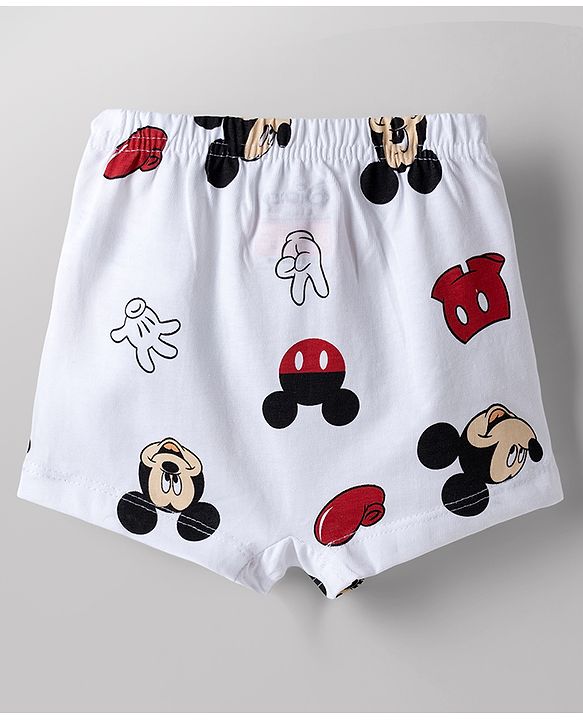 Babyhug Disney Single Jersey Knit Briefs With Mickey Mouse Graphic Pack of 2 - White & Red