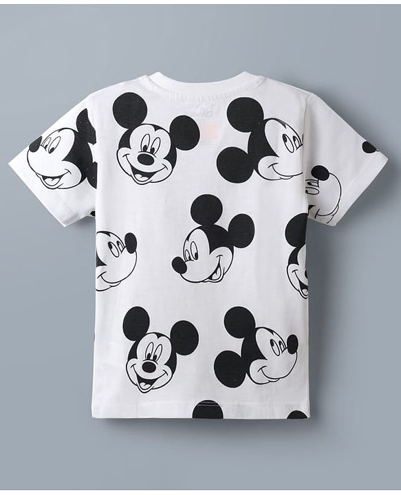 Babyhug Disney Single Jersey Knit Half Sleeves T-Shirts  With Mickey Mouse Graphic Pack Of 2 - White & Blue