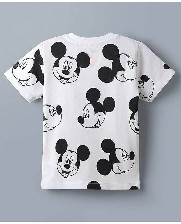 Babyhug Disney Single Jersey Knit Half Sleeves T-Shirts  With Mickey Mouse Graphic Pack Of 2 - White & Blue