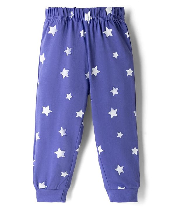 Babyhug Disney 100% Cotton Single Jersey Knit Full Sleeves T-Shirt & Pyjama Night Suit with Star & Mickey Mouse Print - Blue