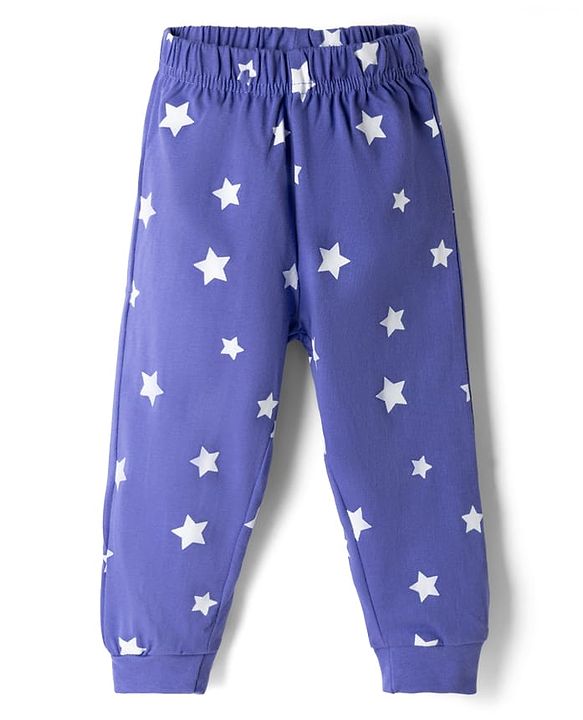Babyhug Disney 100% Cotton Single Jersey Knit Full Sleeves T-Shirt & Pyjama Night Suit with Star & Mickey Mouse Print - Blue