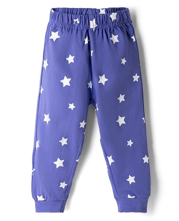 Babyhug Disney 100% Cotton Single Jersey Knit Full Sleeves T-Shirt & Pyjama Night Suit with Star & Mickey Mouse Print - Blue