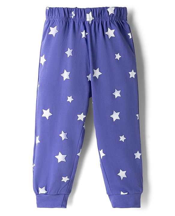 Babyhug Disney 100% Cotton Single Jersey Knit Full Sleeves T-Shirt & Pyjama Night Suit with Star & Mickey Mouse Print - Blue