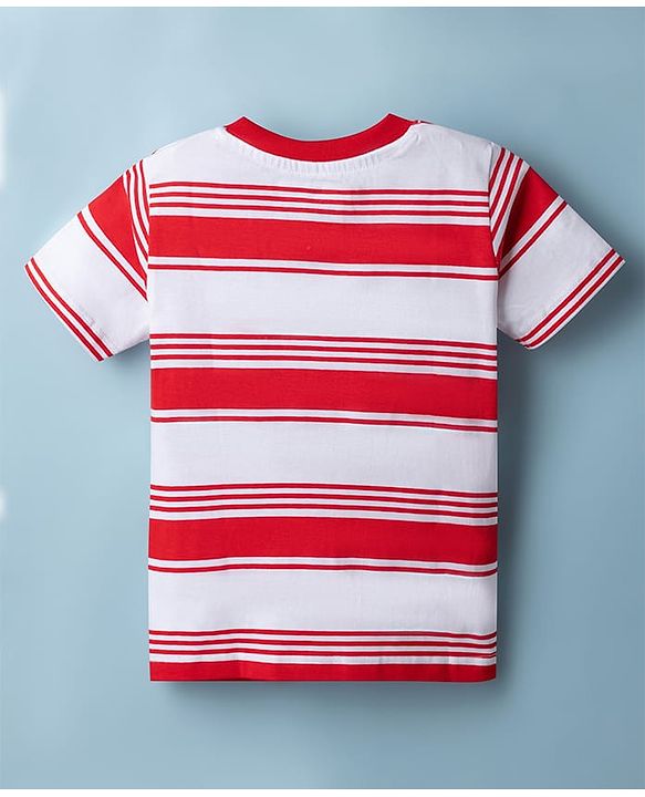 Babyhug Disney Single Jersey Knit Half Sleeves T-Shirts with Striped & Disney Print Pack of 2 - White