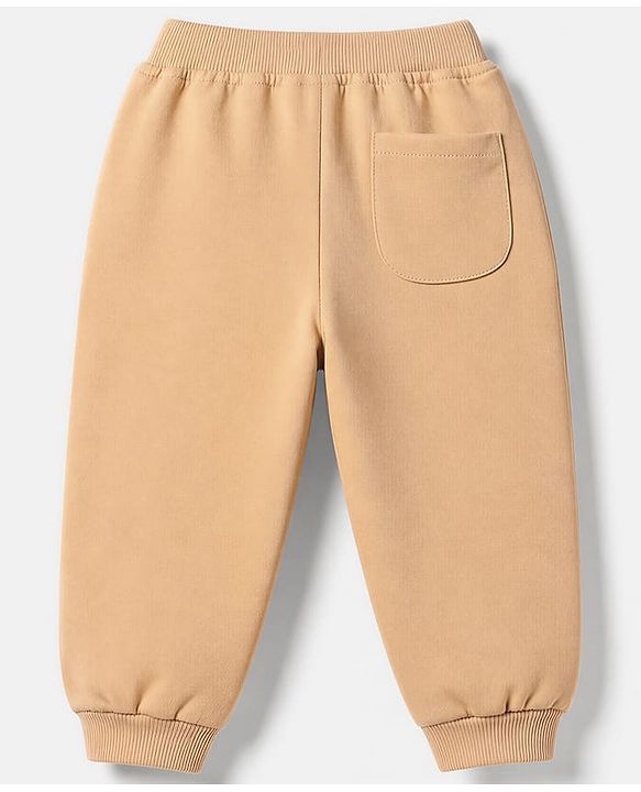 Babyhug 100% Cotton Terry Knit Full Length Choose Happy Printed Lounge Pants - Beige