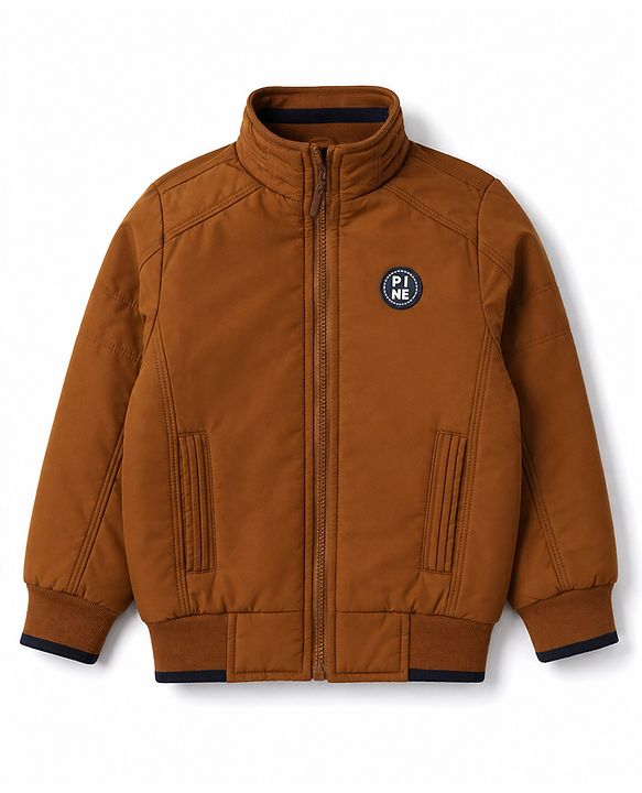 Pine Kids Woven Jackets with Full Sleeves and Pine Patch in Brown for 4-5 Years
