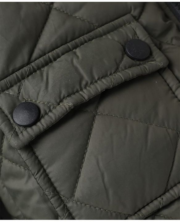Pine Kids Woven Full Sleeves Padded Quilted Winter Jacket - Dark Green