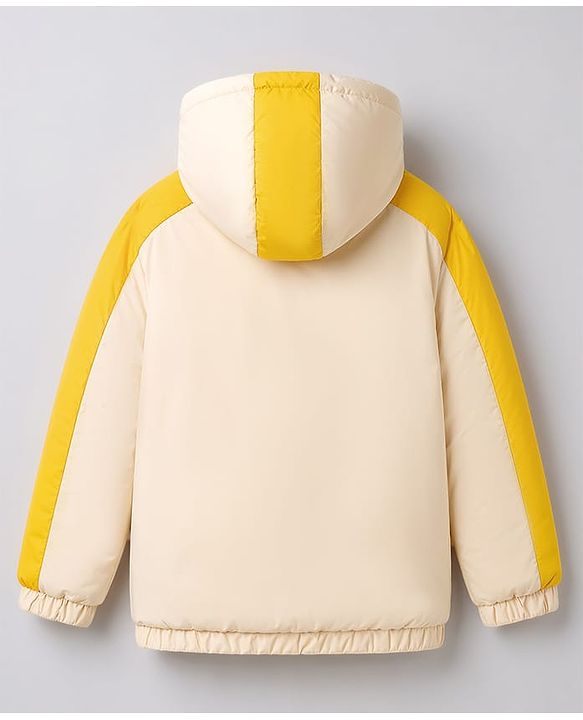 Pine Kids Woven Full Sleeves Hooded Padded Jacket with Colour Block Stripes - Off White