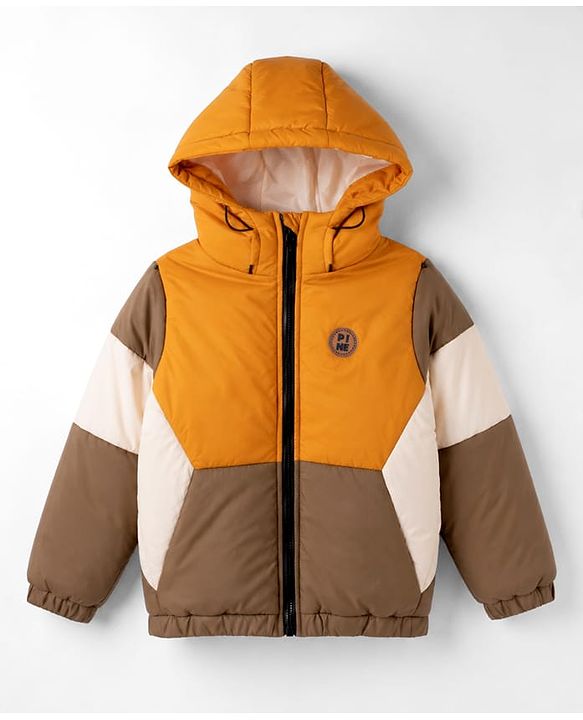 Pine Kids Woven Full Sleeves Hooded Jacket - Rust Orange