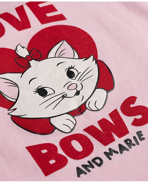 Babyhug Disney Single Jersey Knit Half Sleeves T-Shirt & Shorts Night Suit with Marie Graphics - Multicolour