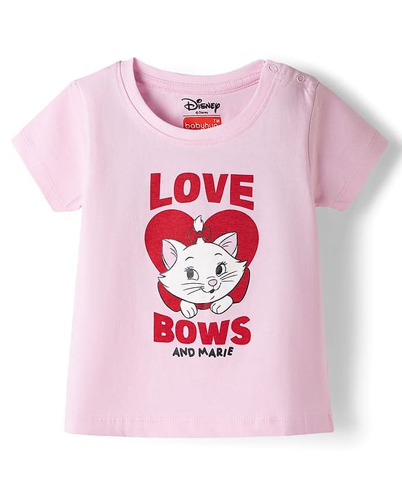 Babyhug Disney Single Jersey Knit Half Sleeves T-Shirt & Shorts Night Suit with Marie Graphics - Multicolour