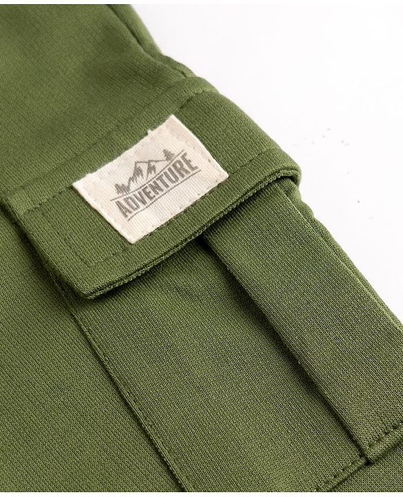Babyhug 100% Cotton Terry Knit Full Length Lounge Pant With Side Pocket -Green