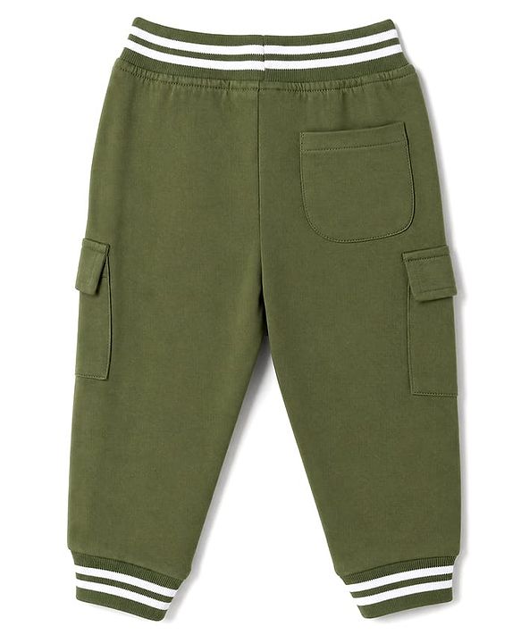 Babyhug 100% Cotton Terry Knit Full Length Lounge Pant With Side Pocket -Green