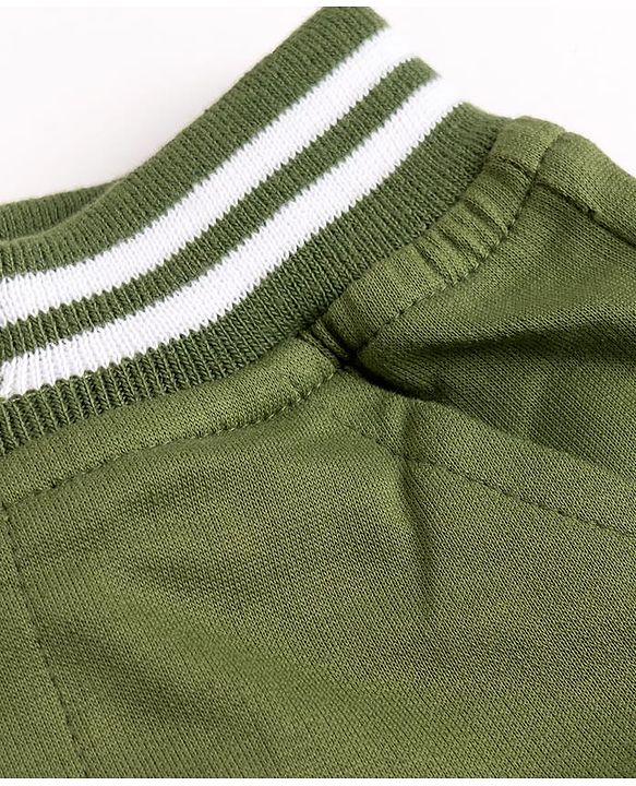 Babyhug 100% Cotton Terry Knit Full Length Lounge Pant With Side Pocket -Green