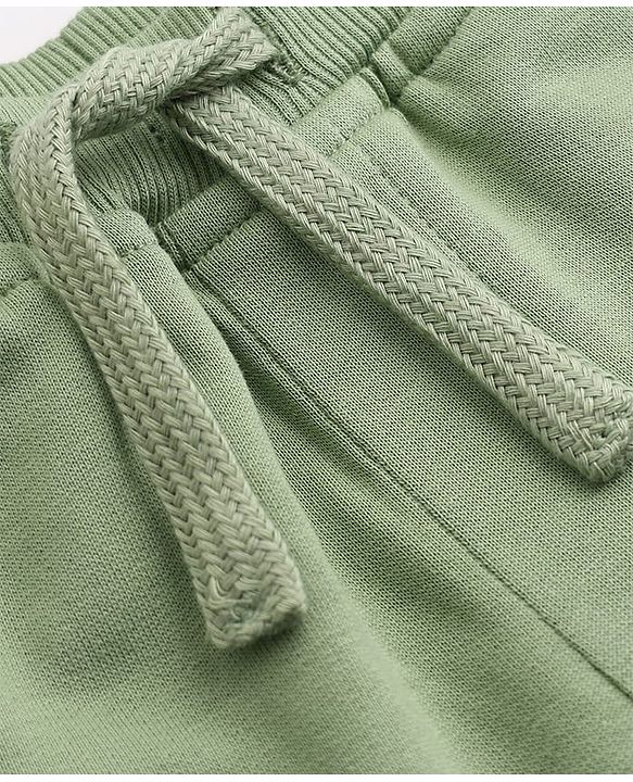 Babyhug Cotton Terry Knit Full Length Solid Lounge Pant - Olive Green