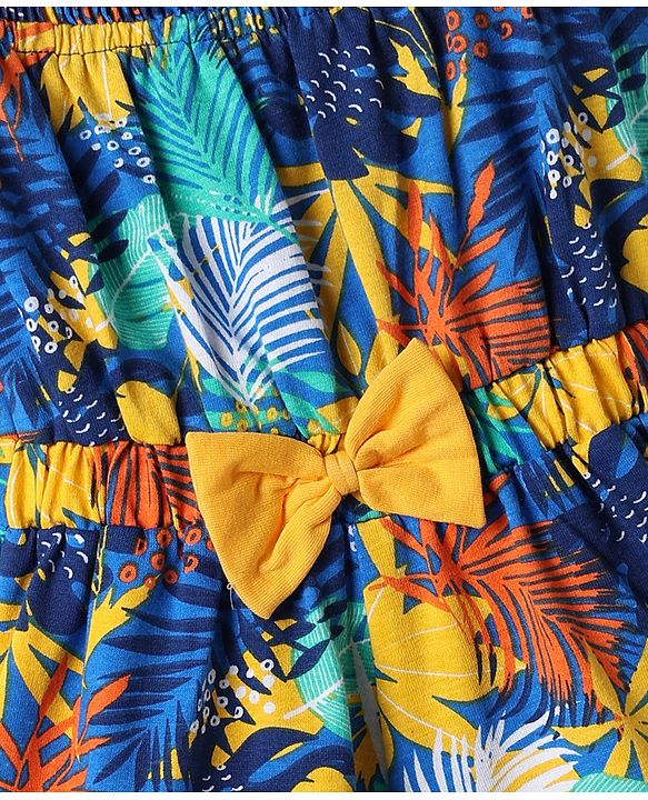 Babyhug Single Jersey Knit Sleeveless Tropical Theme Printed Jumpsuit - Multicolor