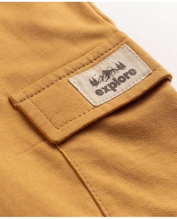 Babyhug Cotton Terry Knit Full Length Lounge Pants With Explore Text Print - Brown