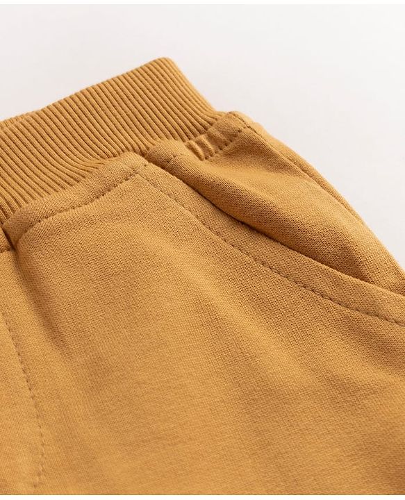 Babyhug Cotton Terry Knit Full Length Lounge Pants With Explore Text Print - Brown