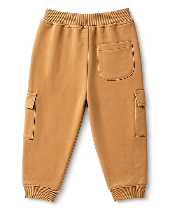 Babyhug Cotton Terry Knit Full Length Lounge Pants With Explore Text Print - Brown