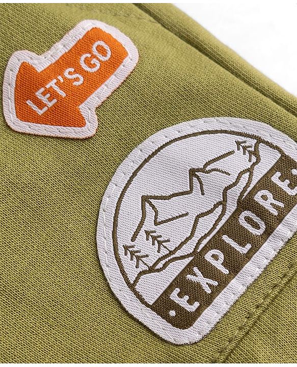 Babyhug 100% Cotton Terry Knit Full Length Lounge Pant With Cargo Pockets & Patch - Olive Green