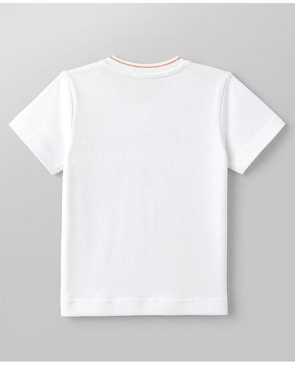Babyhug 100% Cotton Single Jersey Knit Half Sleeves T-Shirt and Shorts with Basketball Print - White