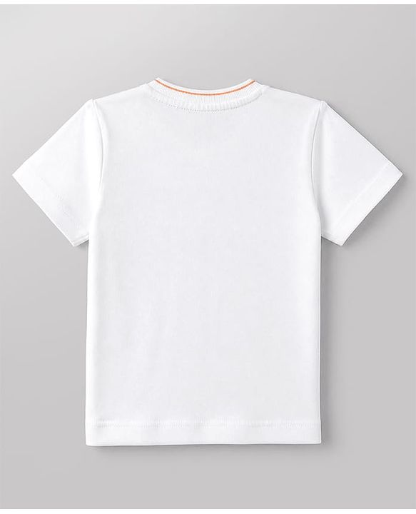 Babyhug 100% Cotton Single Jersey Knit Half Sleeves T-Shirt and Shorts with Basketball Print - White