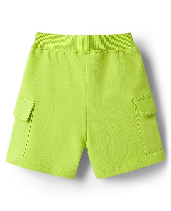 Babyhug Single Jersey Knit Half Sleeves T-Shirt & Shorts Set With Text Print - Blue & Limegreen
