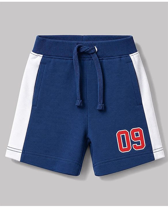 Babyhug 100% Cotton Single Jersey Knit Half Sleeves T-Shirt & Shorts Set England Print - White & Blue