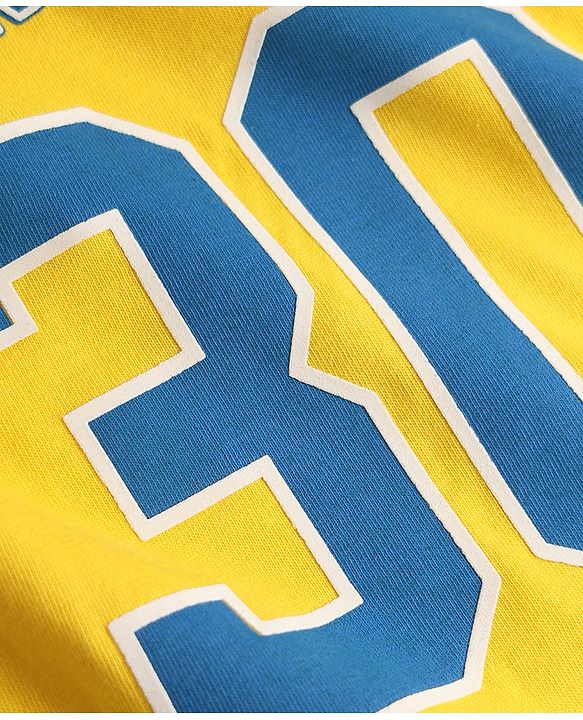Babyhug 100% Cotton Terry Knit Half Sleeves T-Shirt & Shorts Set Basketball Print - Yellow & Blue