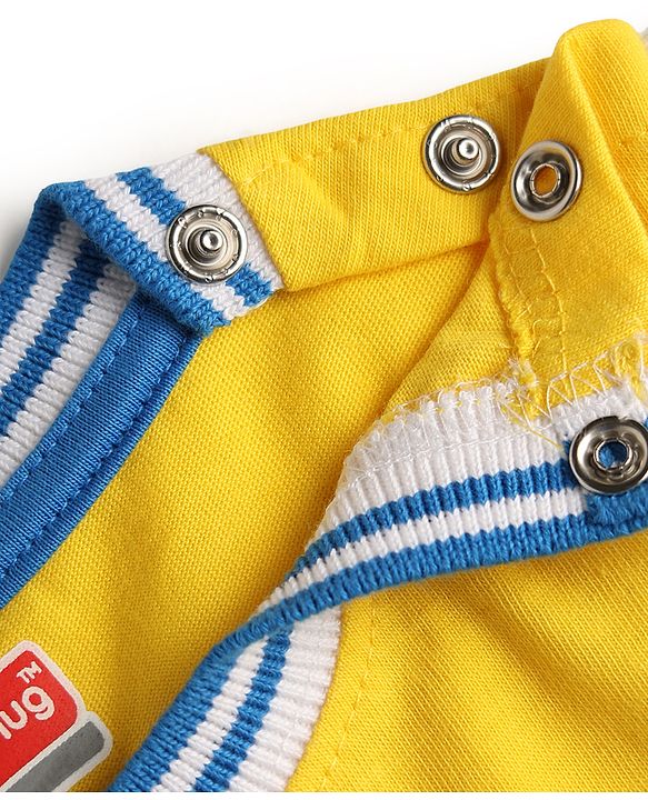 Babyhug 100% Cotton Terry Knit Half Sleeves T-Shirt & Shorts Set Basketball Print - Yellow & Blue