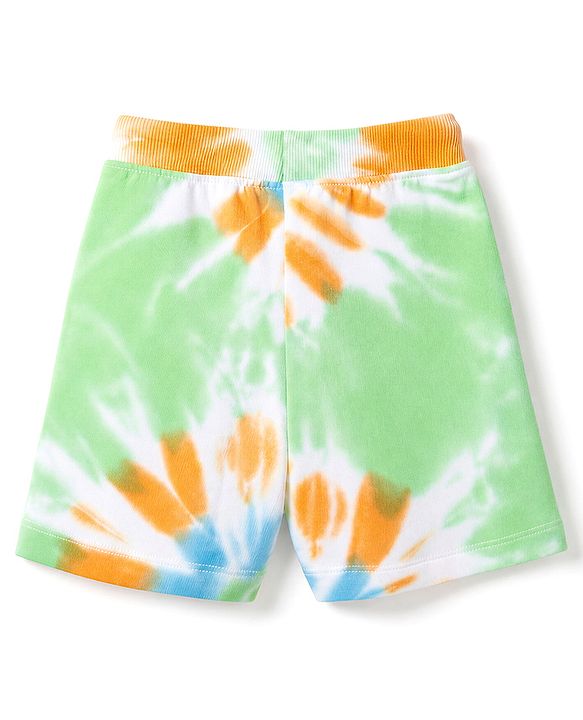 Babyhug 100% Cotton Knit Half Sleeves Tie & Dye Nautical Theme Printed Co-Ords T-Shirt & Shorts Set - Light Green