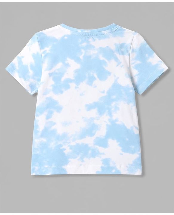 Babyhug Single Jersey Knit Half Sleeves Summer Camp Printed T-Shirt & Shorts Set With Tie Dye Pattern - Multicolor