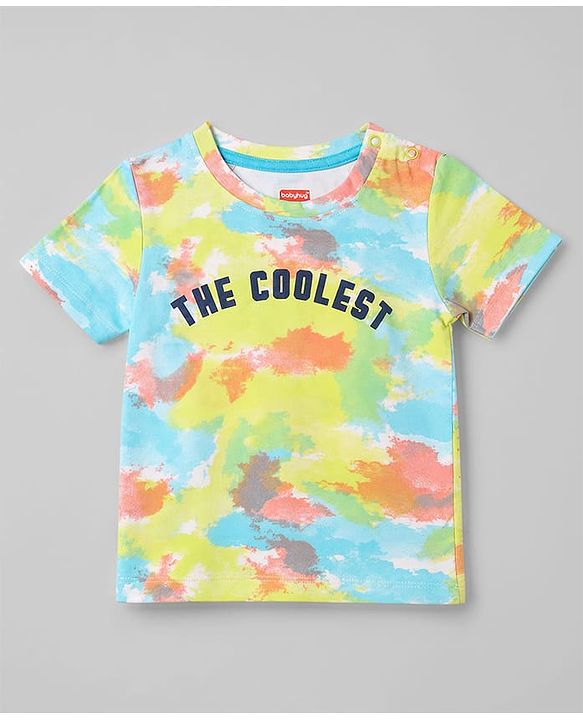 Babyhug Single Jersey Knit Half Sleeves The Coolest Printed T-Shirt & Shorts Set With Tie Dye Pattern - Multicolor