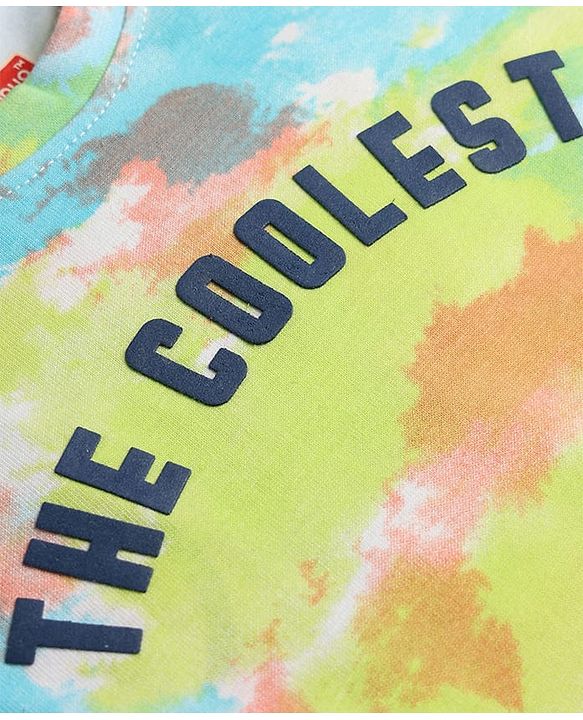 Babyhug Single Jersey Knit Half Sleeves The Coolest Printed T-Shirt & Shorts Set With Tie Dye Pattern - Multicolor