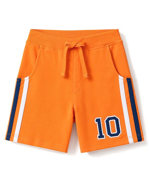 Babyhug 100% Cotton Single Jersey Knit Half Sleeves T-Shirt & Shorts Set Football Print - Orange & Blue
