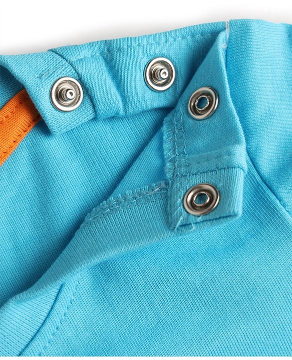 Babyhug 100% Cotton Single Jersey Knit Half Sleeves T-Shirt & Shorts Set Football Print - Orange & Blue