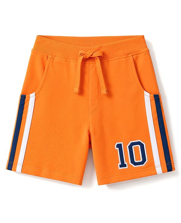 Babyhug 100% Cotton Single Jersey Knit Half Sleeves T-Shirt & Shorts Set Football Print - Orange & Blue