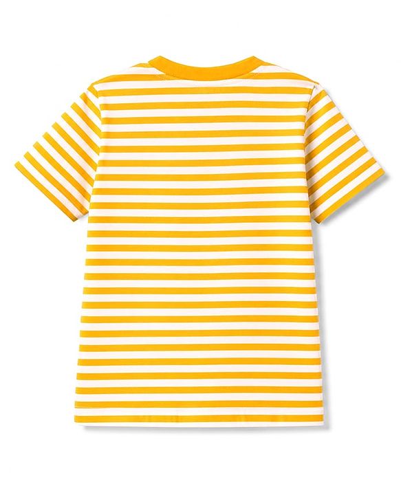 Babyhug 100% Cotton Single Jersey Knit Half Sleeves Striped T-Shirt & Shorts Set With Bear Print - Multicolor