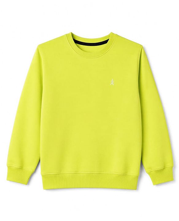 Pine Kids Knit Full Sleeves Solid Sweatshirt - Limegreen