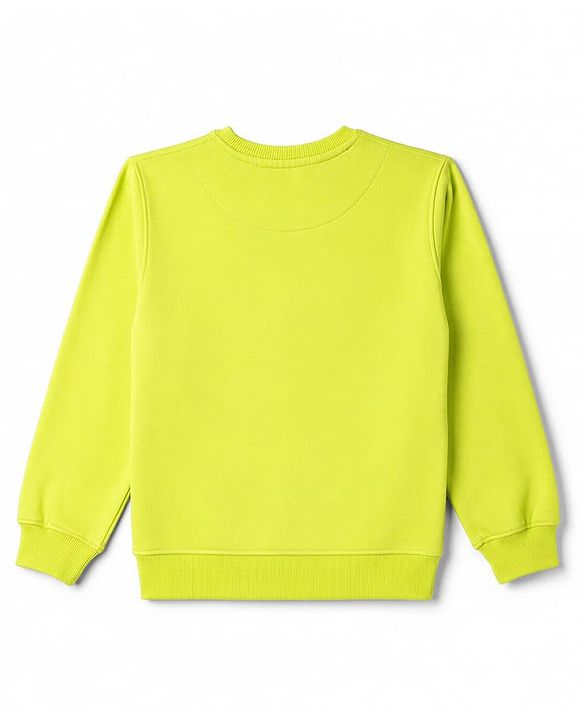 Pine Kids Knit Full Sleeves Solid Sweatshirt - Limegreen