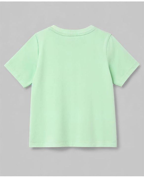 Babyhug Single Jersey Knit Half Sleeves Tiger Printed T-Shirt & Shorts Set - Light Green
