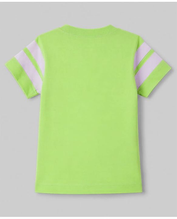 Babyhug 100% Cotton Single Jersey Knit Half Sleeves T-Shirt & Shorts Set Alphabet Print - Green Blue