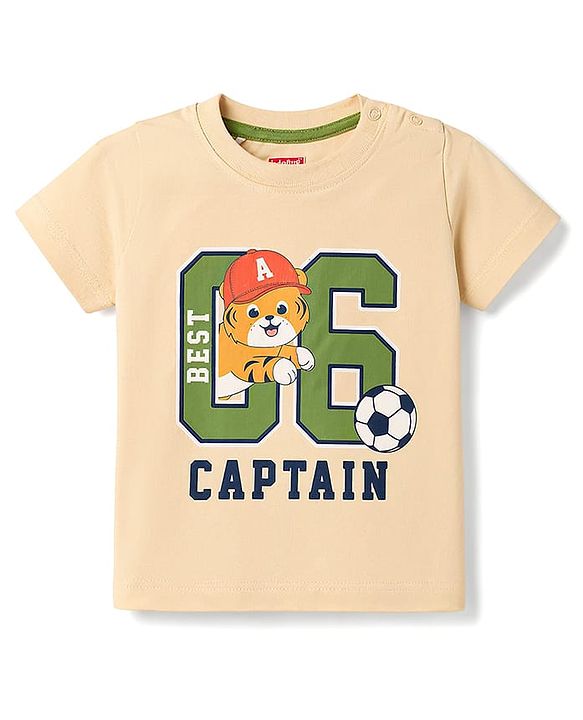 Babyhug 100% Cotton Single Jersey Knit Half Sleeves T-Shirt & Shorts Set With Text Print - Multicolor